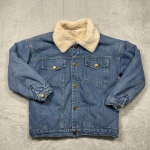 Topman Denim Jacket Boys 150 Blue Sherpa Lined LAOCL Luckey Child Ren Jeans